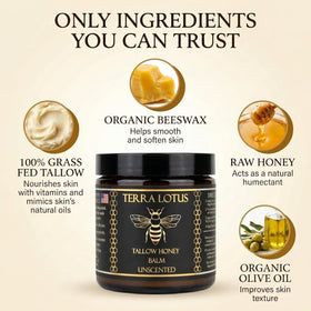 Terra Lotus Organic Beef Tallow Balm with texture close-up