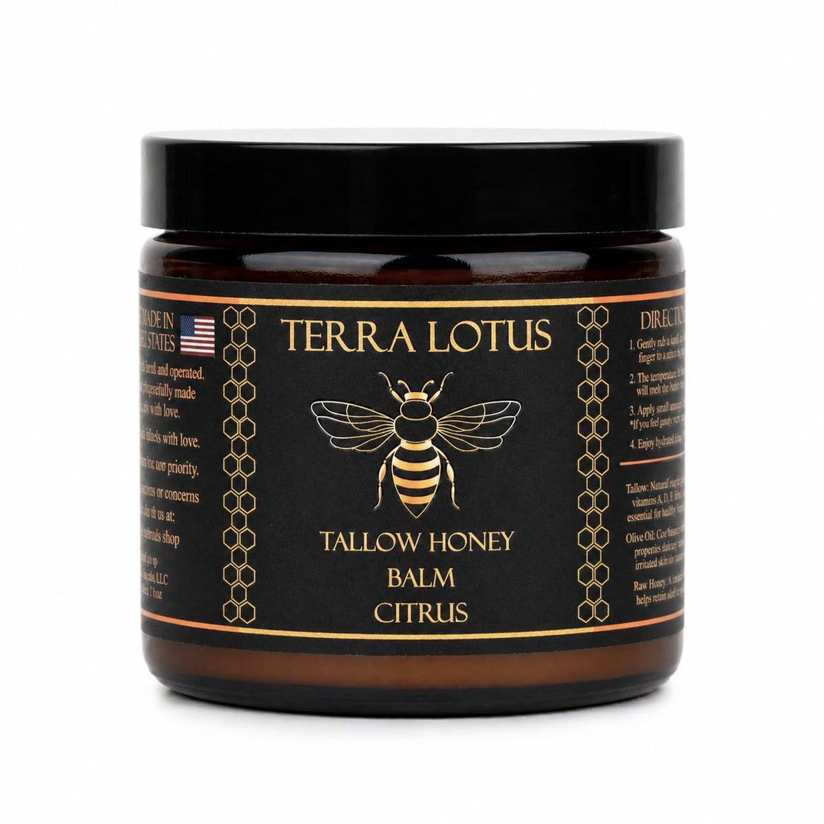 Terra Lotus Organic Grass-Fed Beef Tallow Balm 4 Oz Citrus front view