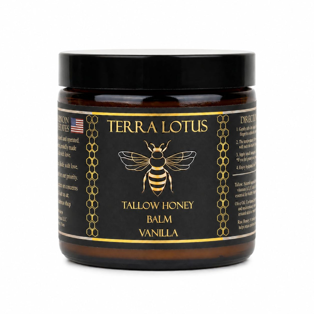 Terra Lotus Organic Grass-Fed Beef Tallow Balm 4 Oz jar front view