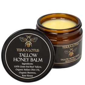Terra Lotus Organic Grass-Fed Beef Tallow Balm front view, unscented 2 Oz