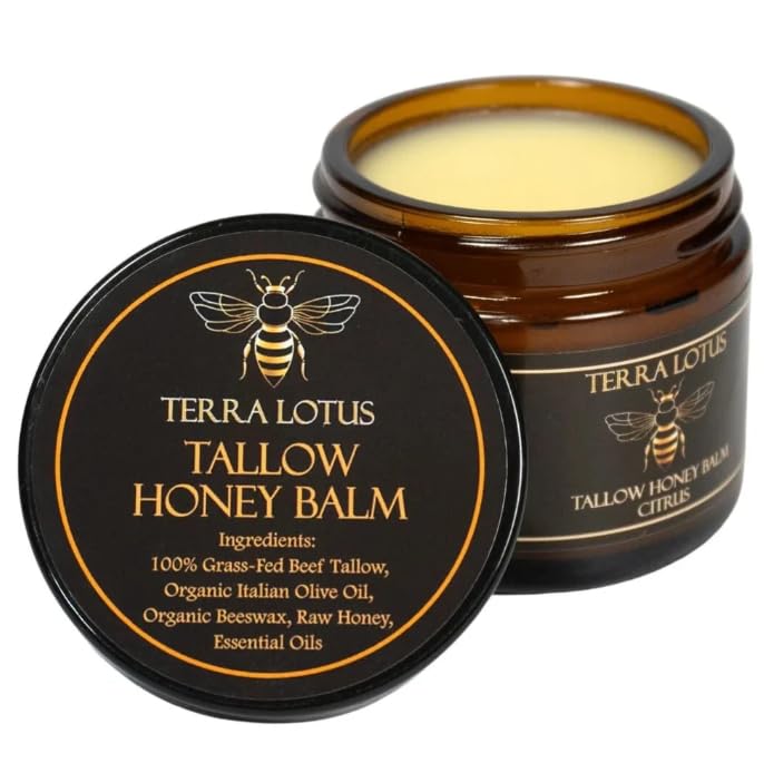 Terra Lotus Organic Grass-Fed Beef Tallow Balm front view with citrus scent