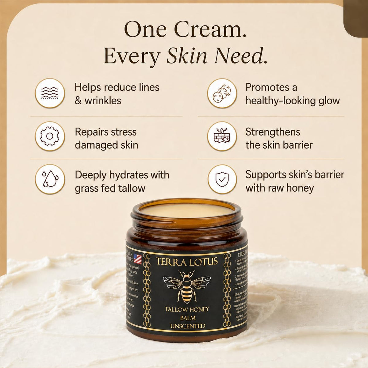 Terra Lotus Organic Tallow Balm 4 Oz packaging side view