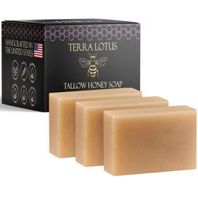Terra Lotus Organic Tallow Soap 3 Pack Lavender front view