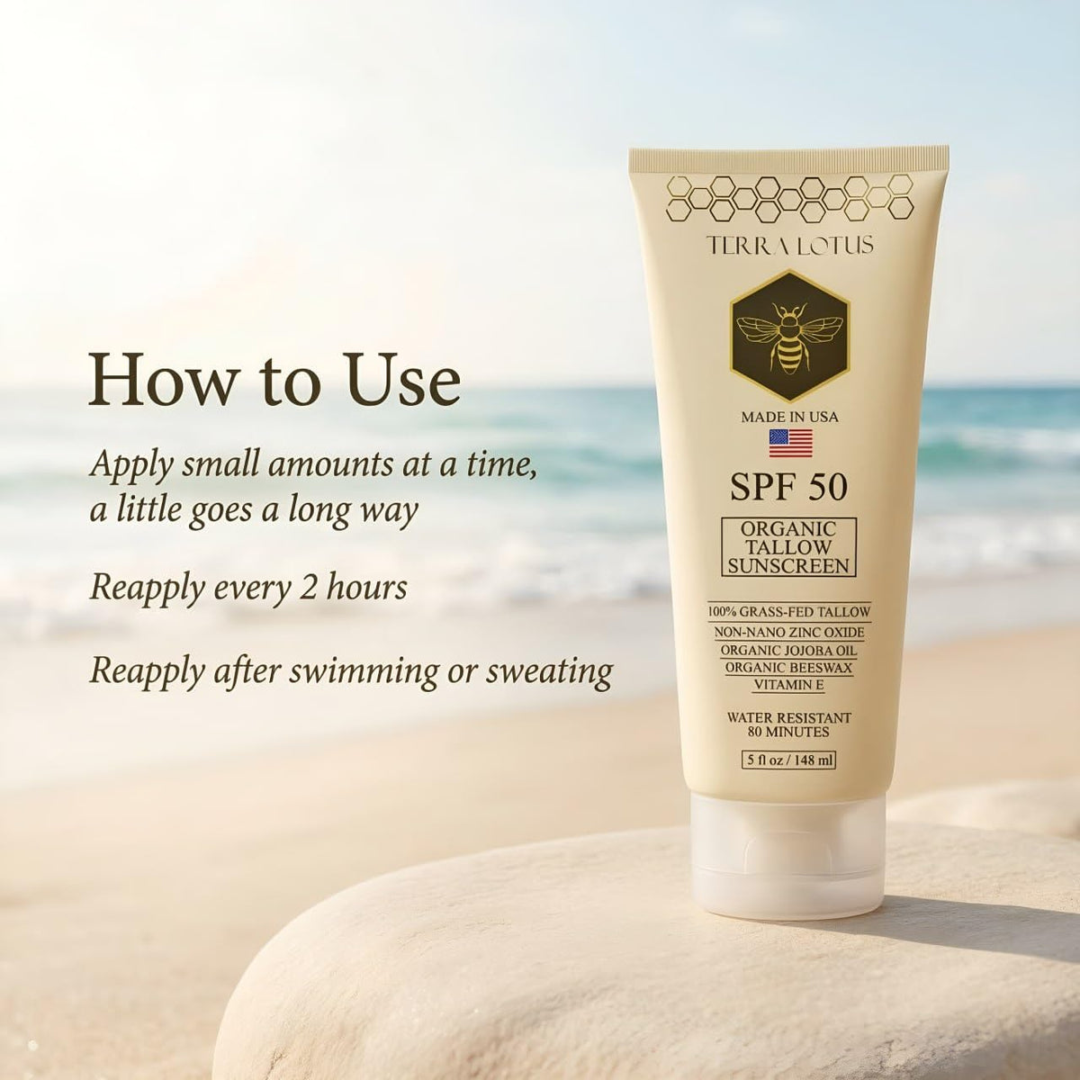 Terra Lotus sunscreen application on skin