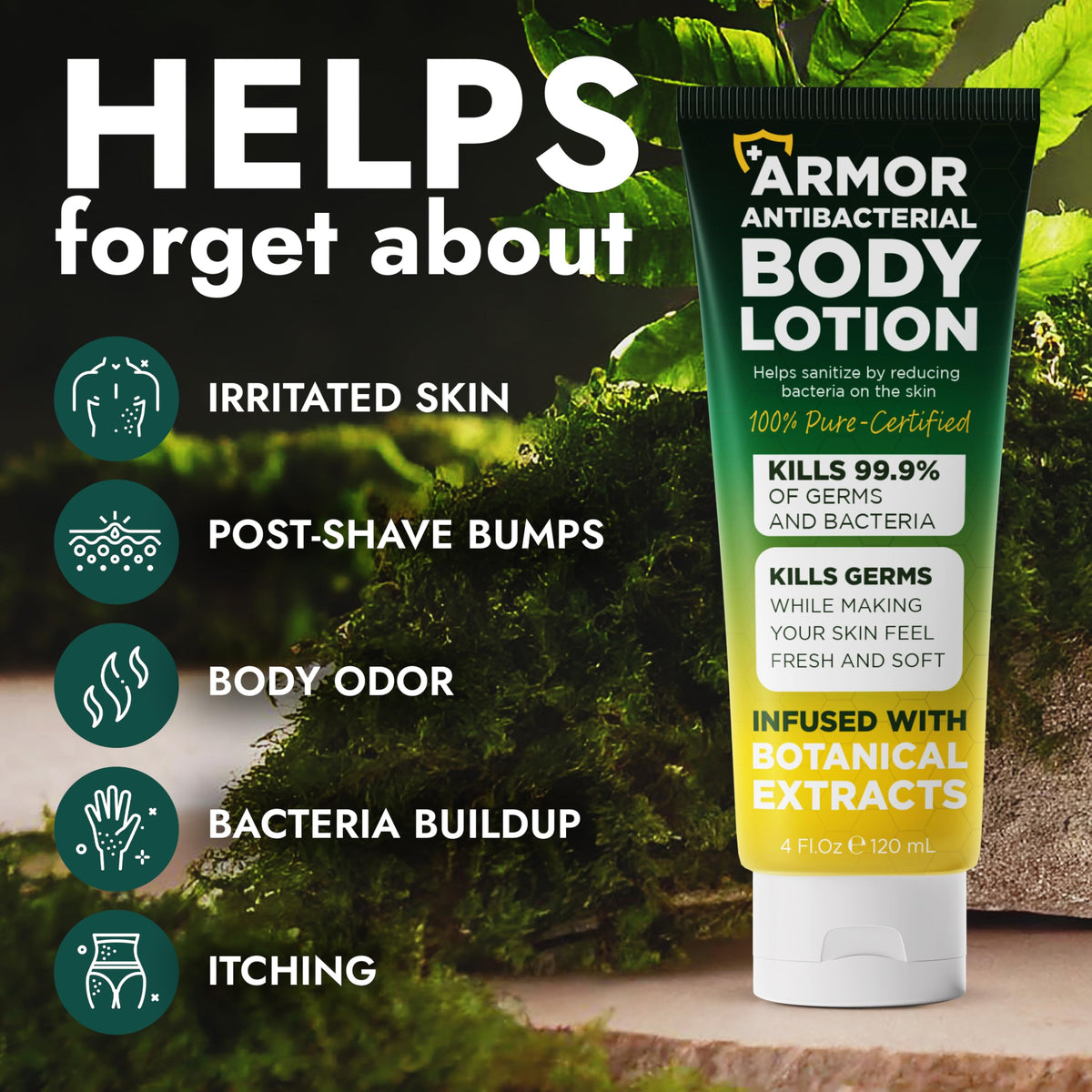 Terramed Antibacterial Body Lotion 150g side view with pump