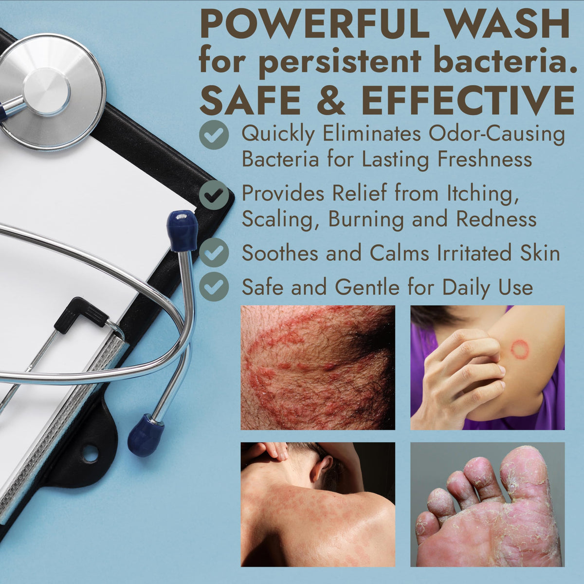 Terramed antibacterial body wash in a shower setting