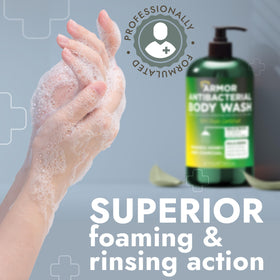 Terramed body wash with a refreshing lather on a sponge