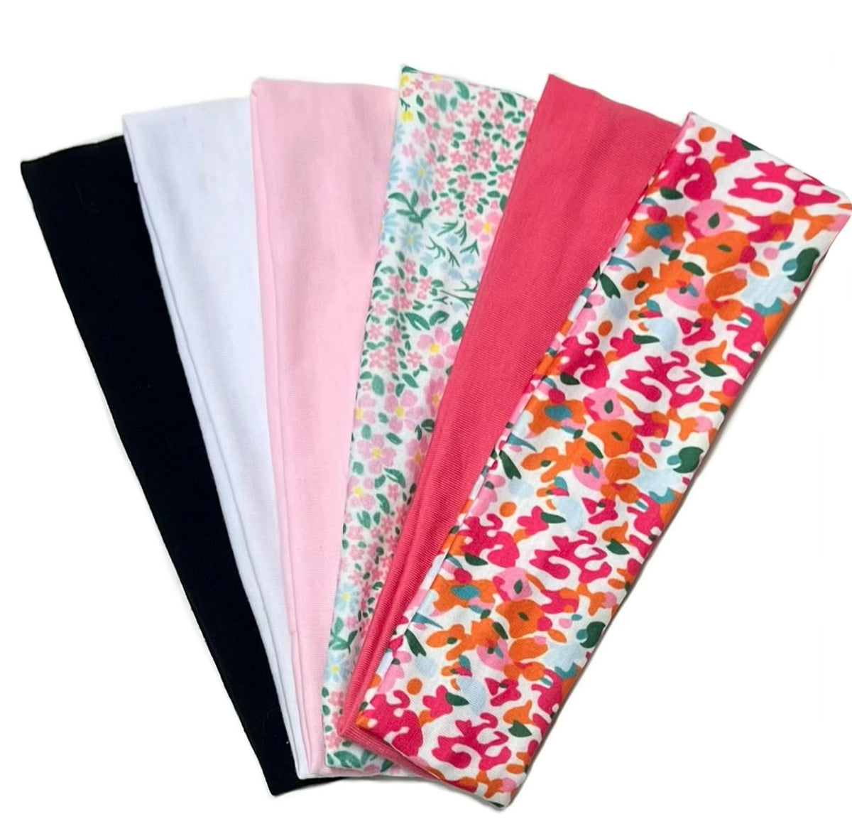 TERSE floral print headband in black and pink front view