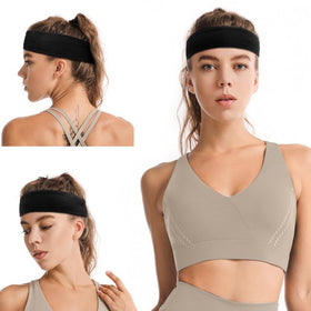 TERSE headband lake blue worn during workout