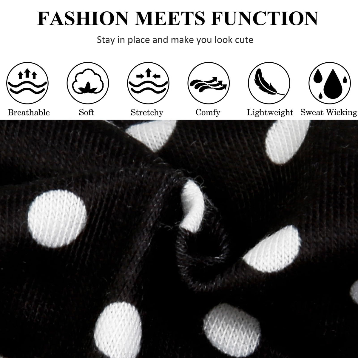 TERSE headbands showcasing unique polka dot designs