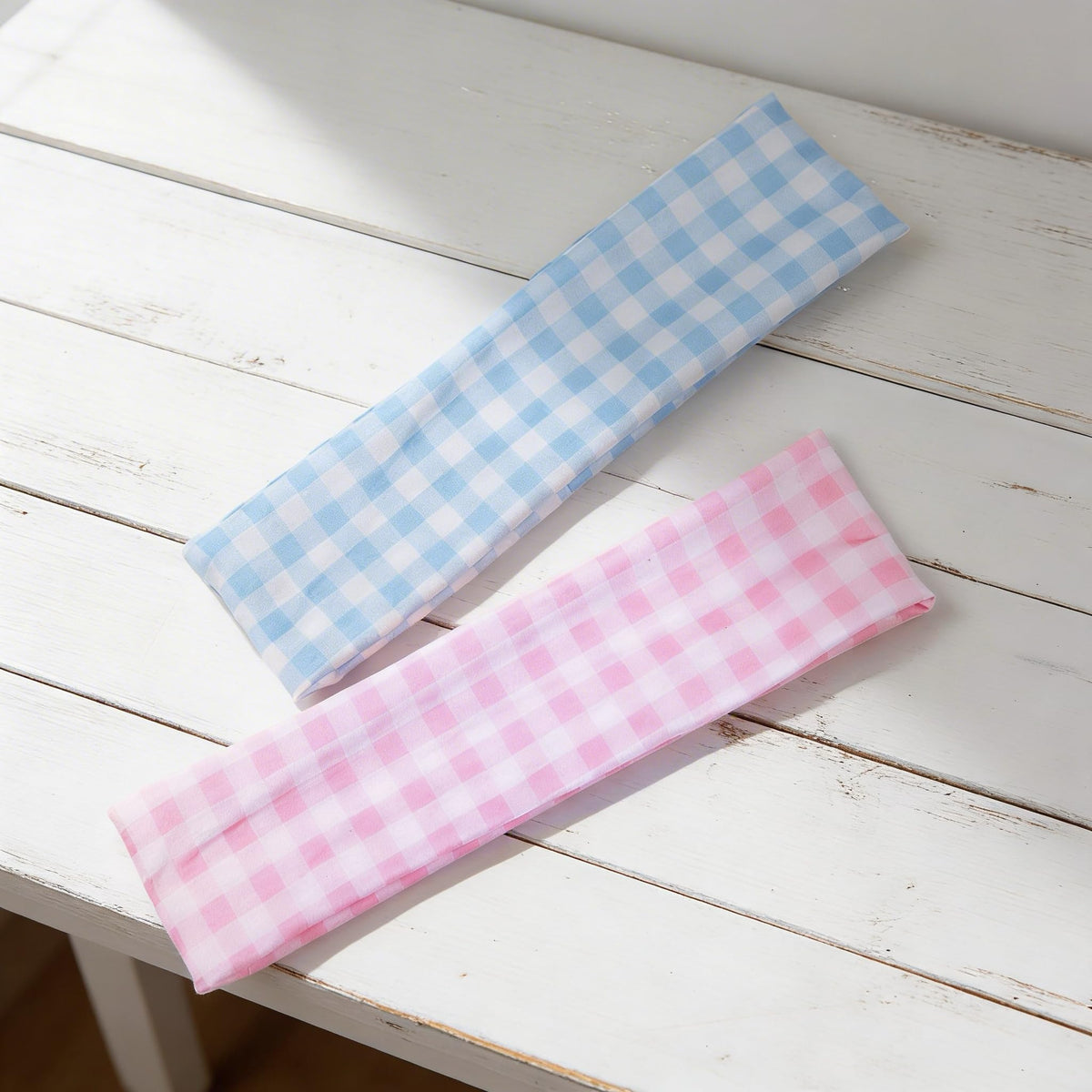TERSE plaid headband side view showcasing fabric texture