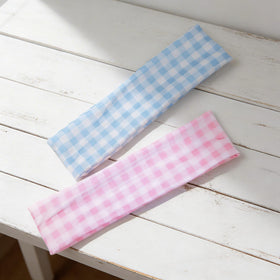 TERSE plaid headband side view showcasing fabric texture