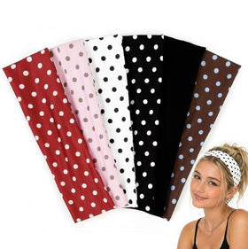 TERSE Polka Dot Headbands 6PCS assorted styles front view