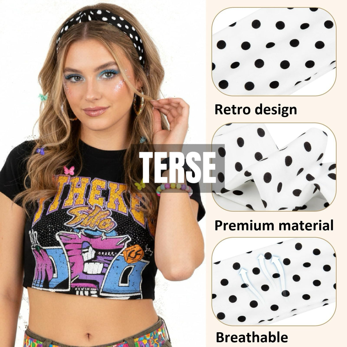 TERSE Polka Dot Headbands displayed on a flat surface