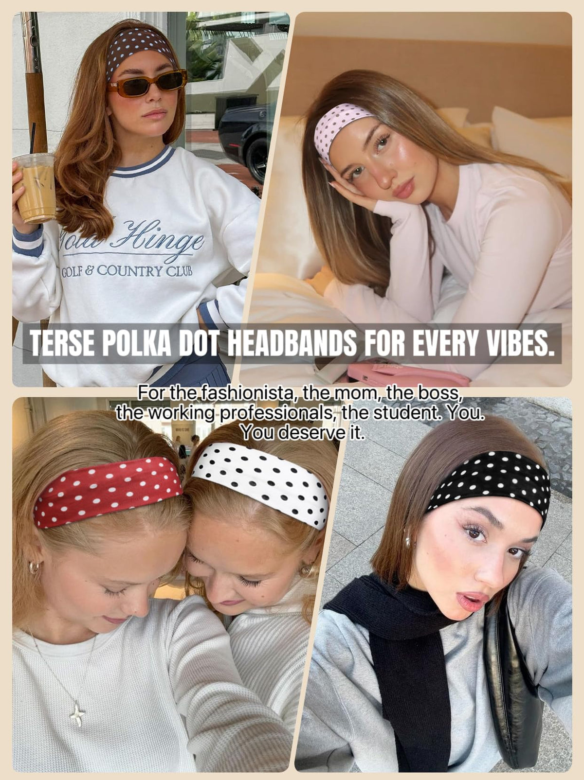 TERSE Polka Dot Headbands in a stylish arrangement