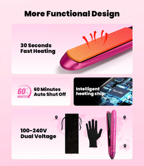 Terviiix Hair Straightener and Curler 2 in 1 Hot Pink close-up of plates