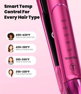 Terviiix Hair Straightener and Curler 2 in 1 Hot Pink in use styling hair