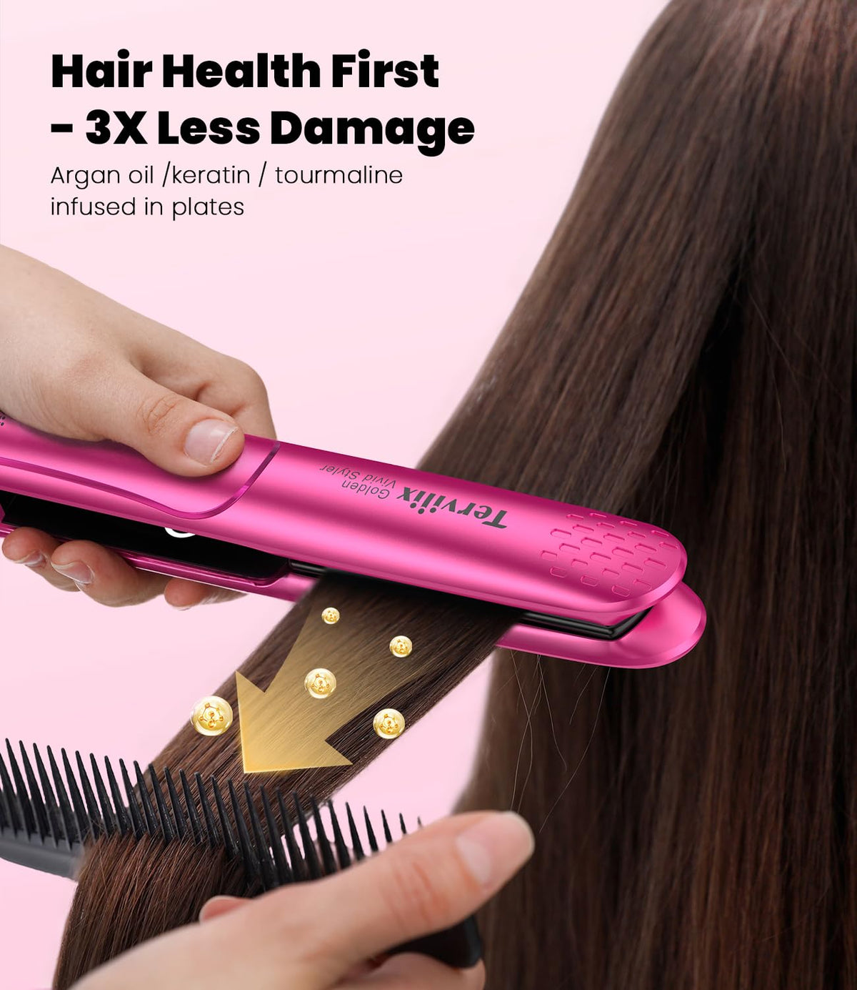 Terviiix Hair Straightener and Curler 2 in 1 Hot Pink packaging