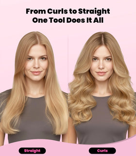 Terviiix Hair Straightener and Curler 2 in 1 Hot Pink with adjustable temperature settings