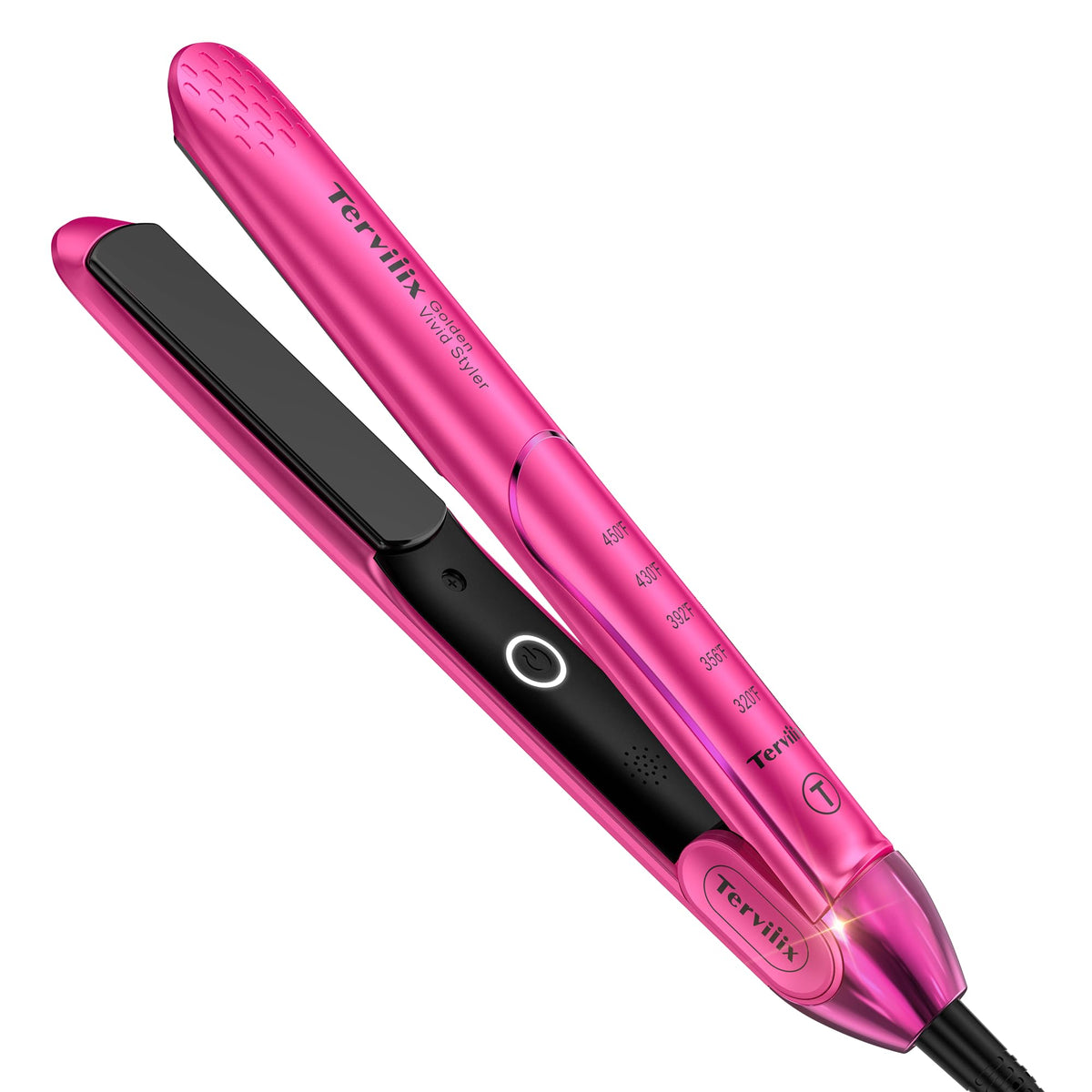 Terviiix Hair Straightener and Curler 2 in 1 Hot Pink with cord