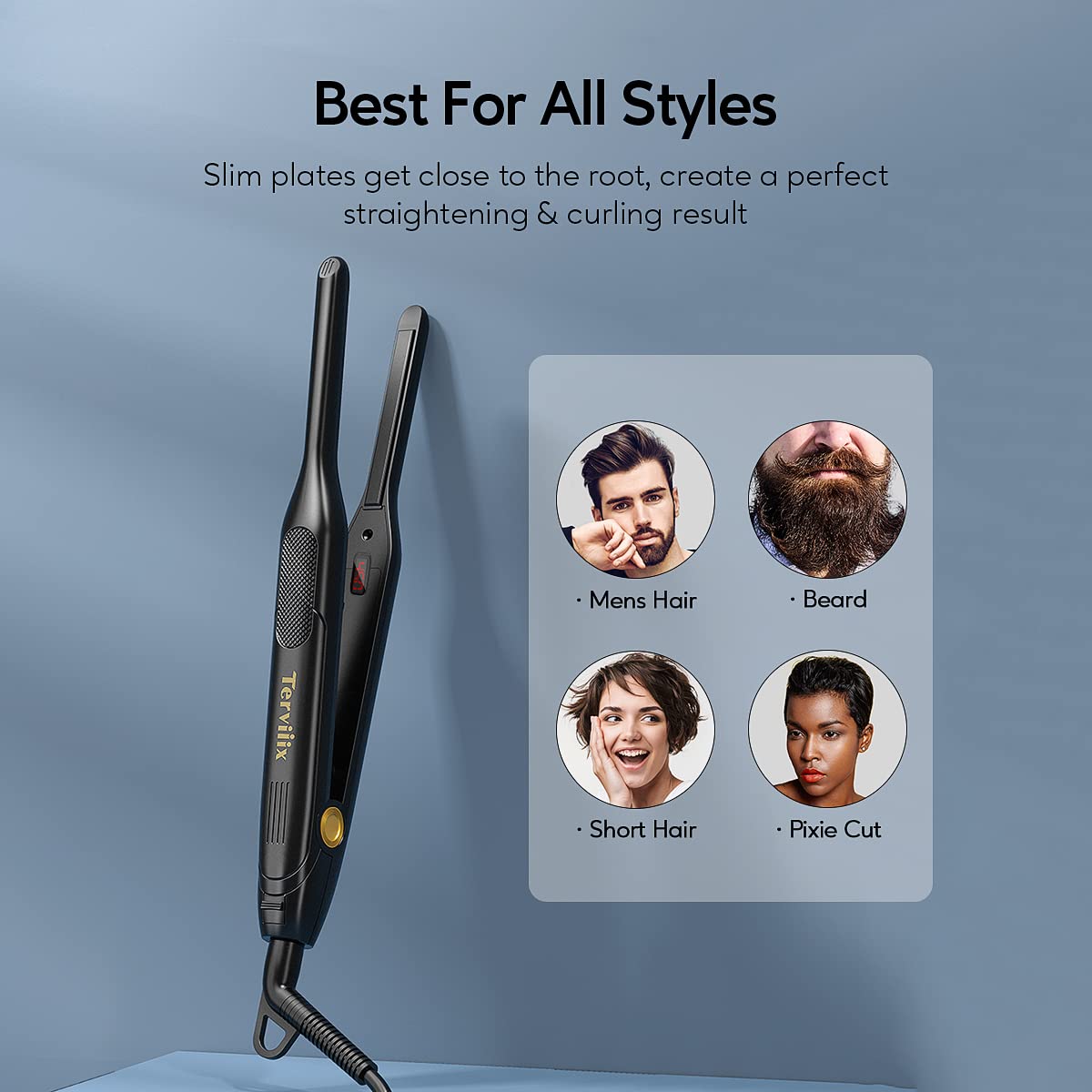 Terviiix Pencil Flat Iron in use on short hair