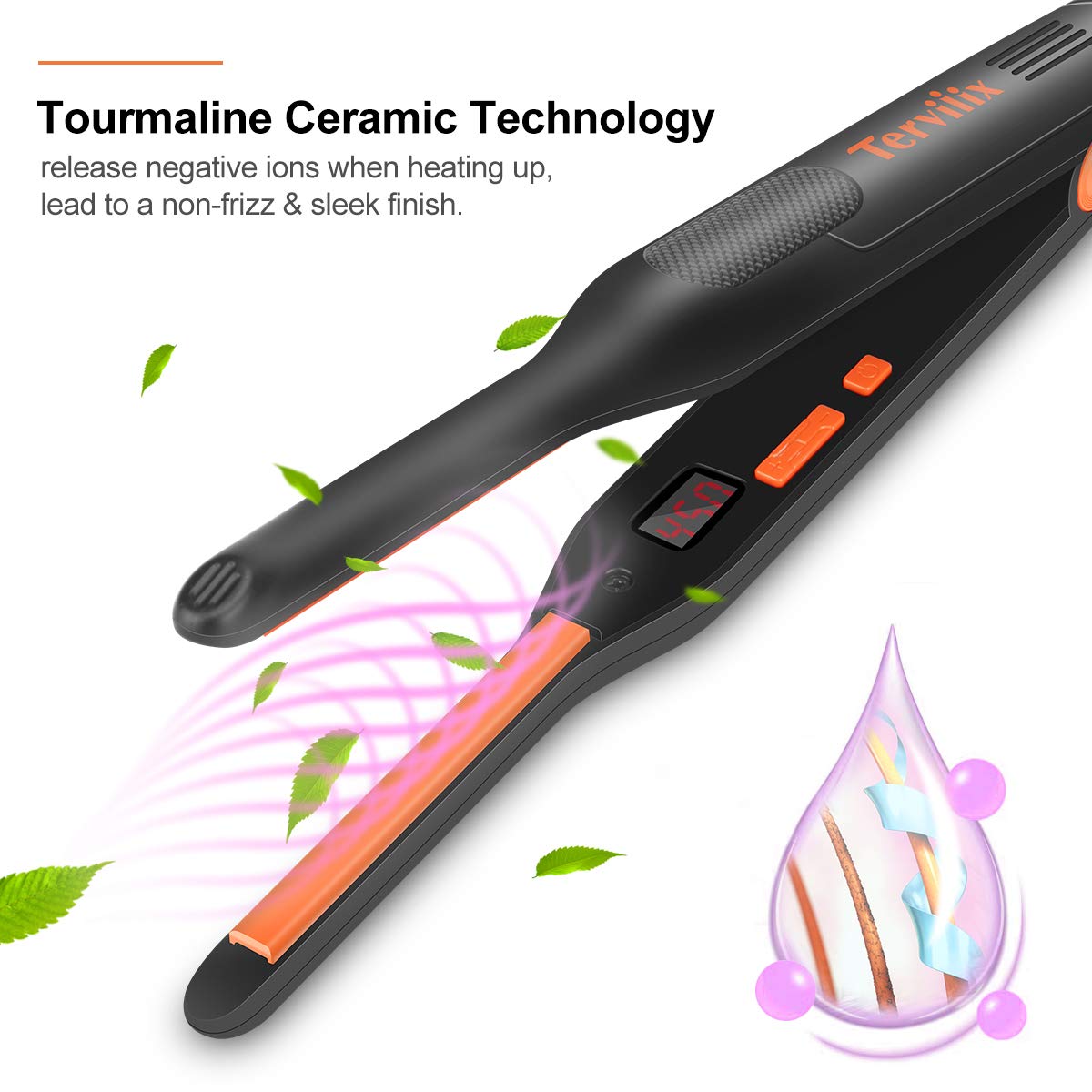 Terviiix Small Flat Iron displaying adjustable temperature settings