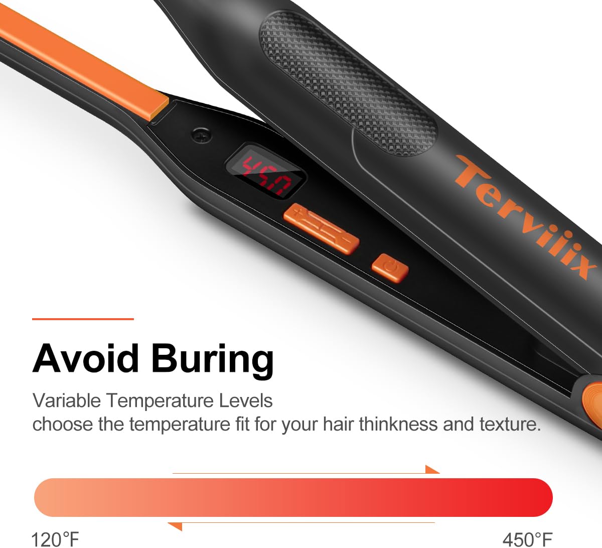 Terviiix Small Flat Iron side view showing ceramic plate