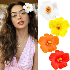 Tetizo Hawaiian Flower Hair Clips set in vibrant colours