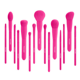 TEXAMO 15 Piece Makeup Brush Set in Hot Pink front view