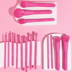 TEXAMO makeup brushes with gold-tone case