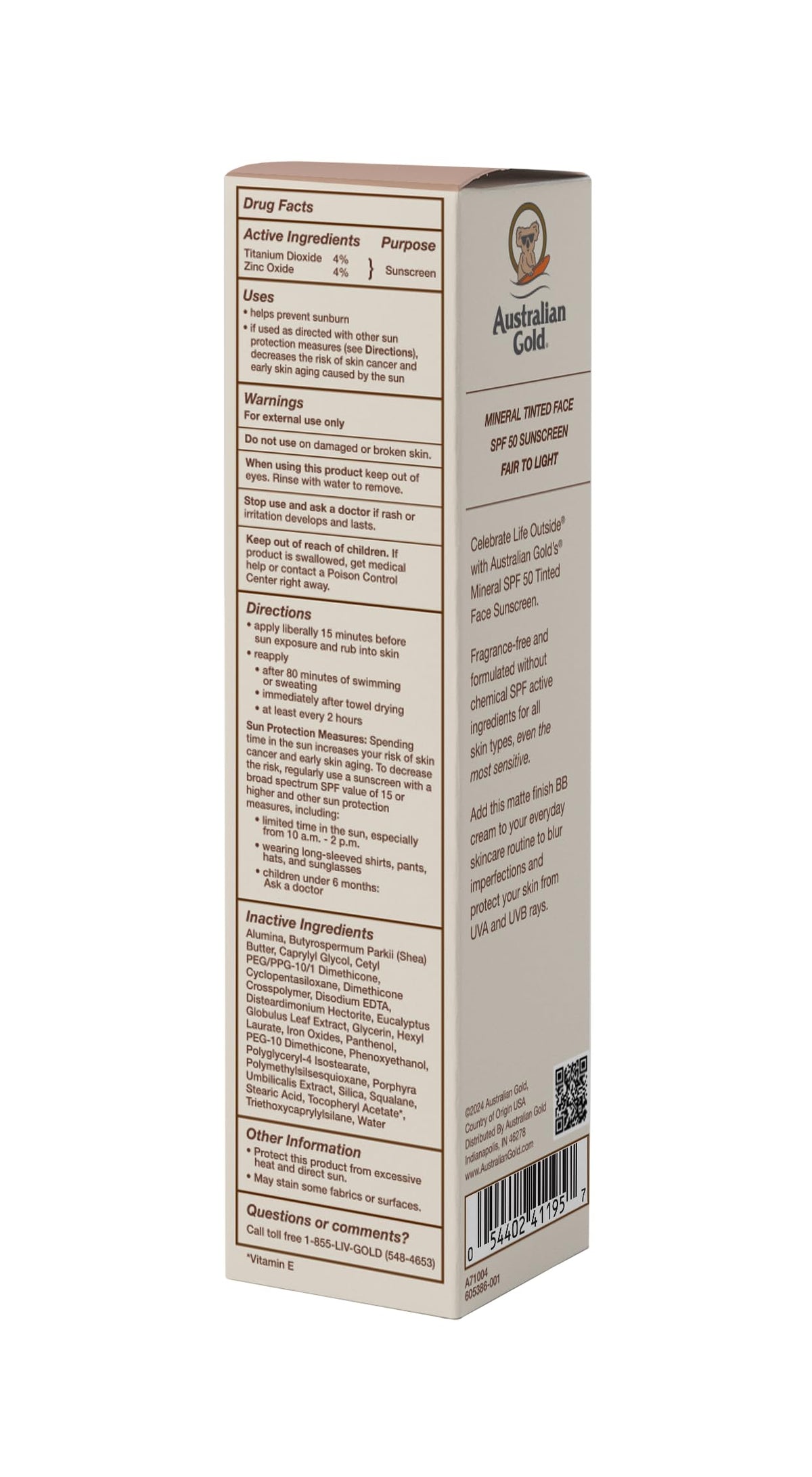 Texture of Australian Gold Tinted Mineral Face Sunscreen SPF 50 on skin