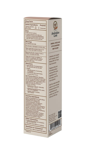 Texture of Australian Gold Tinted Mineral Face Sunscreen SPF 50 on skin