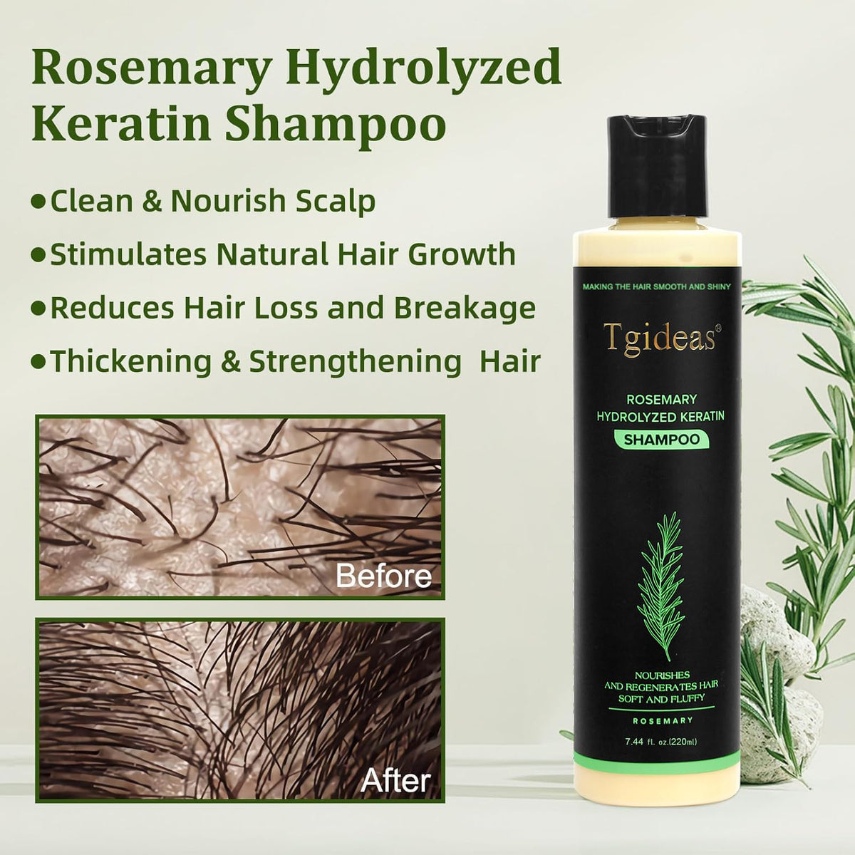 Tgideas Rosemary Biotin Shampoo bottle side view