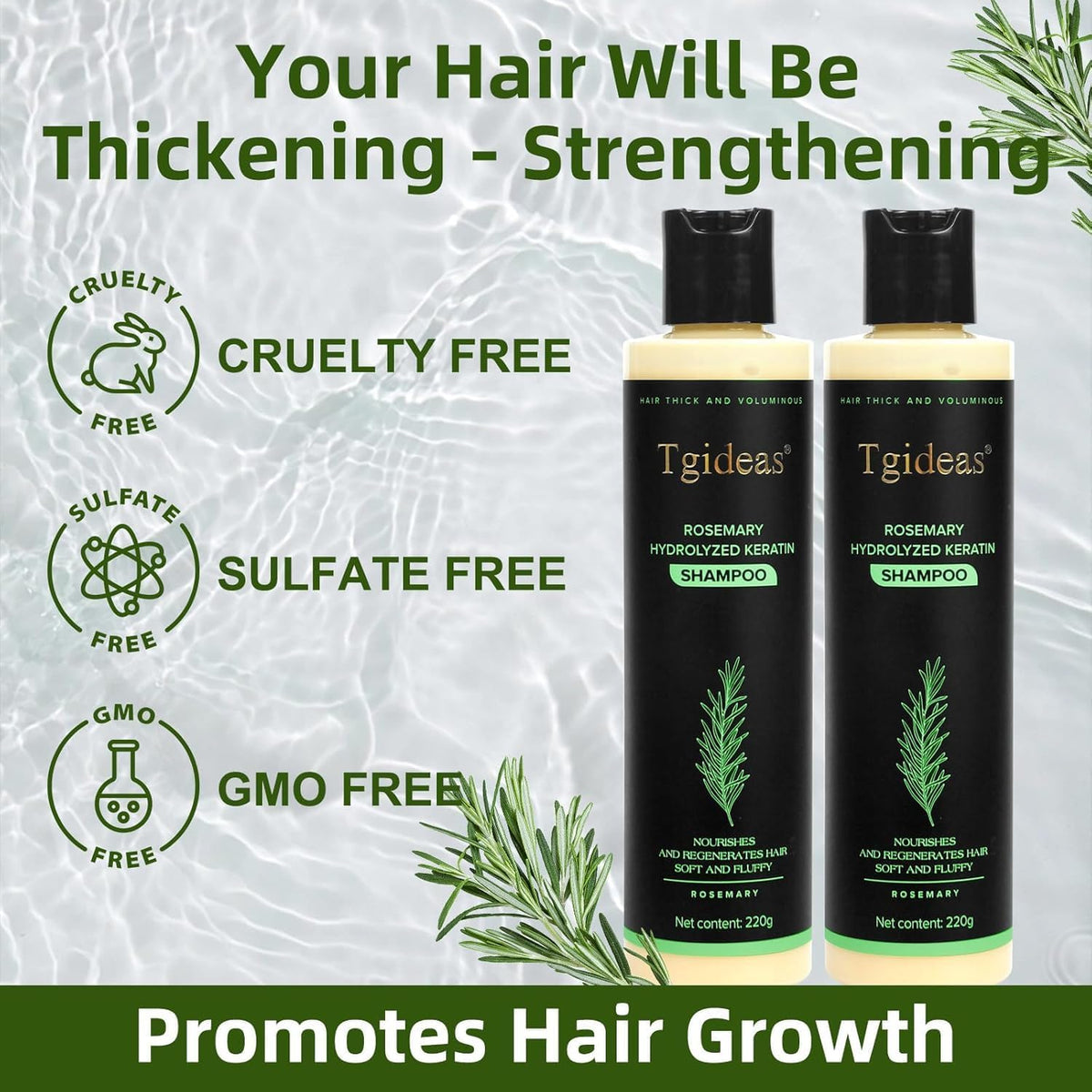 Tgideas Rosemary Biotin Shampoo in bathroom setting