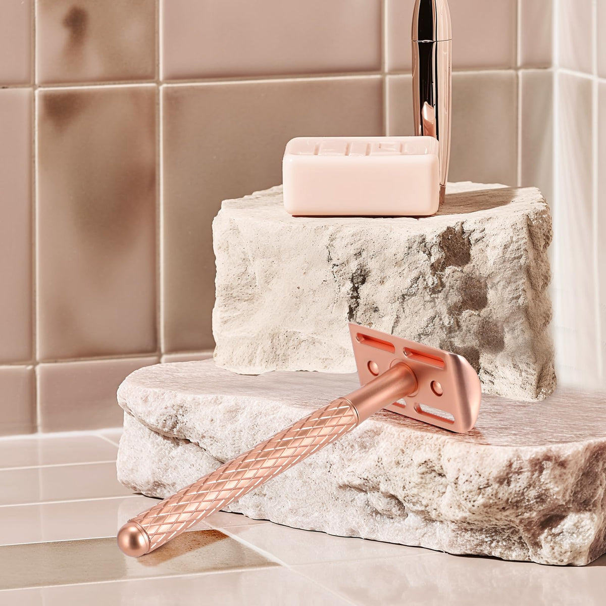 TGS Rose Gold Single Blade Razor in travel case