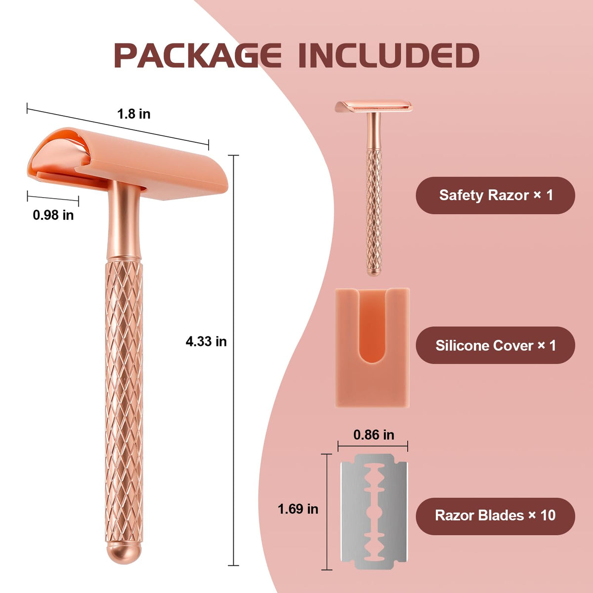 TGS Rose Gold Single Blade Razor with packaging