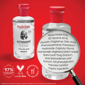 THAYERS Original Witch Hazel Astringent with Aloe Vera bottle with Aloe Vera plant