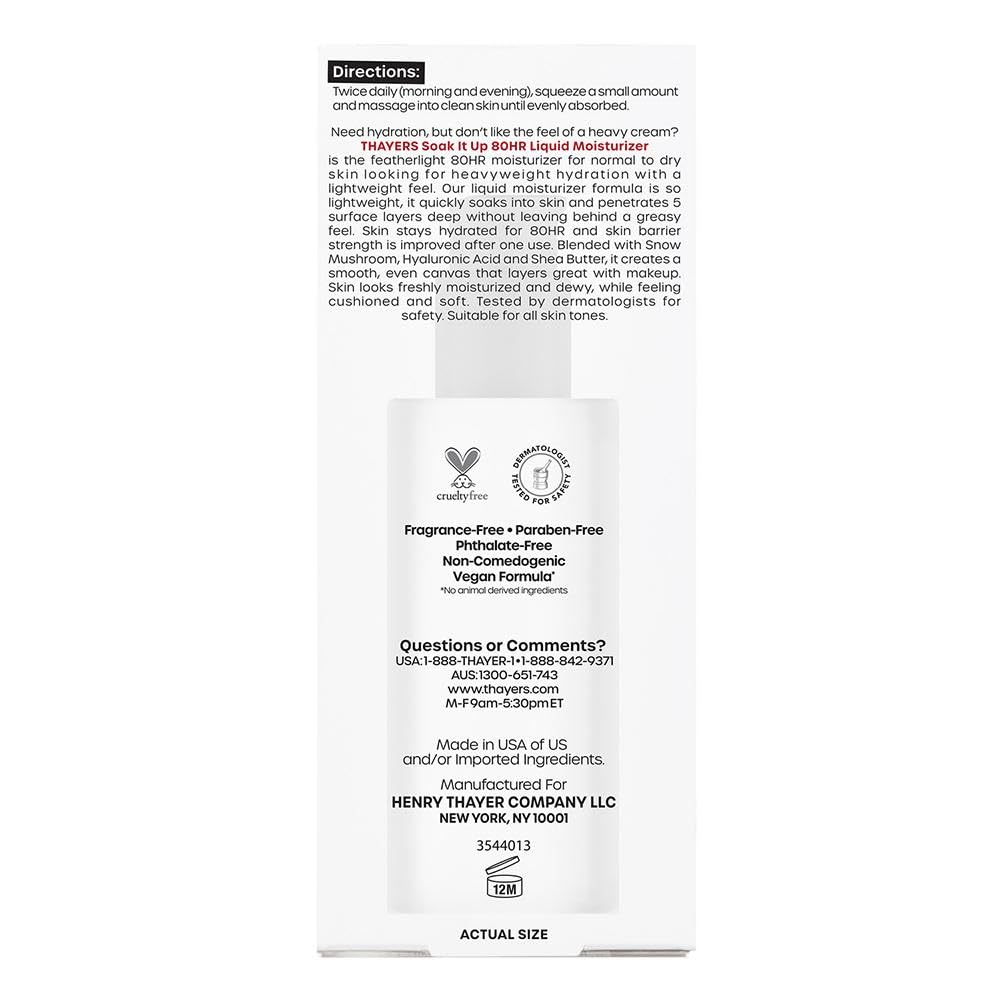 THAYERS Soak It Up Moisturizer on a bathroom counter