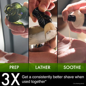 The Art of Shaving Bergamot & Neroli Shaving Cream on a bathroom countertop
