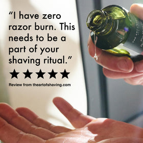 The Art of Shaving Pre-Shave Beard Oil application on beard