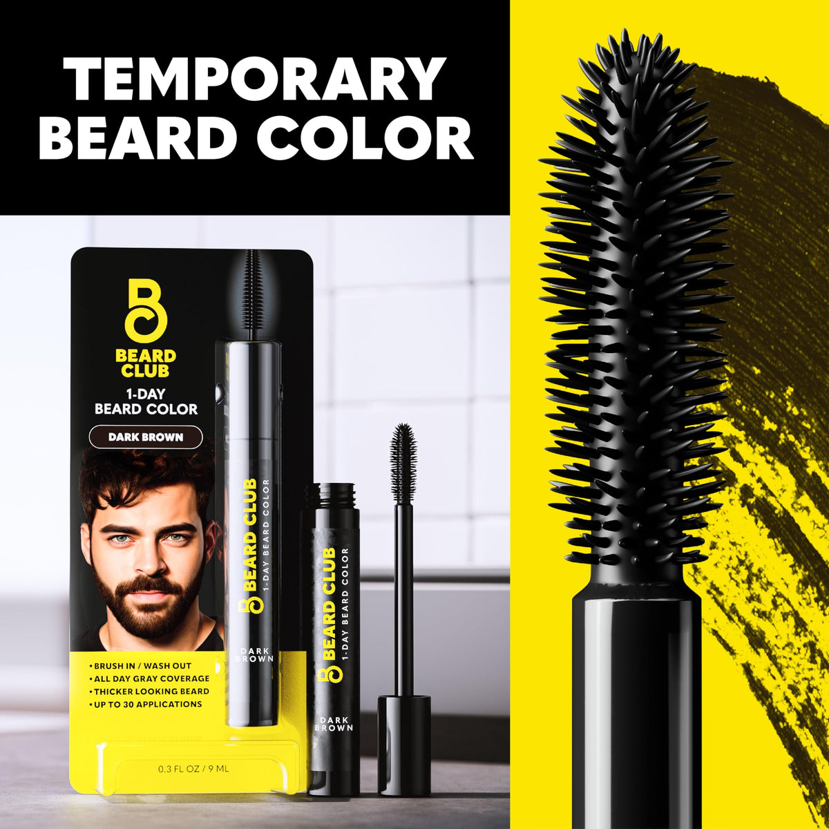 The Beard Club 1 Day Temporary Beard Dye Dark Brown showing texture