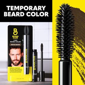 The Beard Club beard dye on a bathroom counter