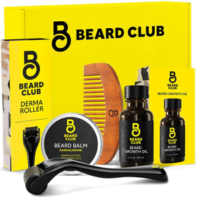 The Beard Club Beard Growth Kit with derma roller and oil