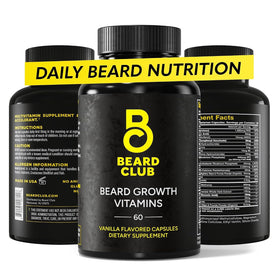 The Beard Club Beard Growth Vitamins front view with packaging