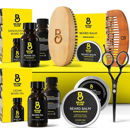 The Beard Club Beard Kit front view with cedar and sandalwood oils