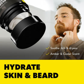 The Beard Club Biotin Beard Balm on a grooming table