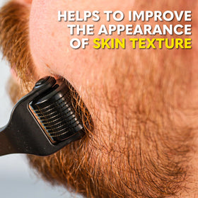 The Beard Club Derma Roller being used on a beard