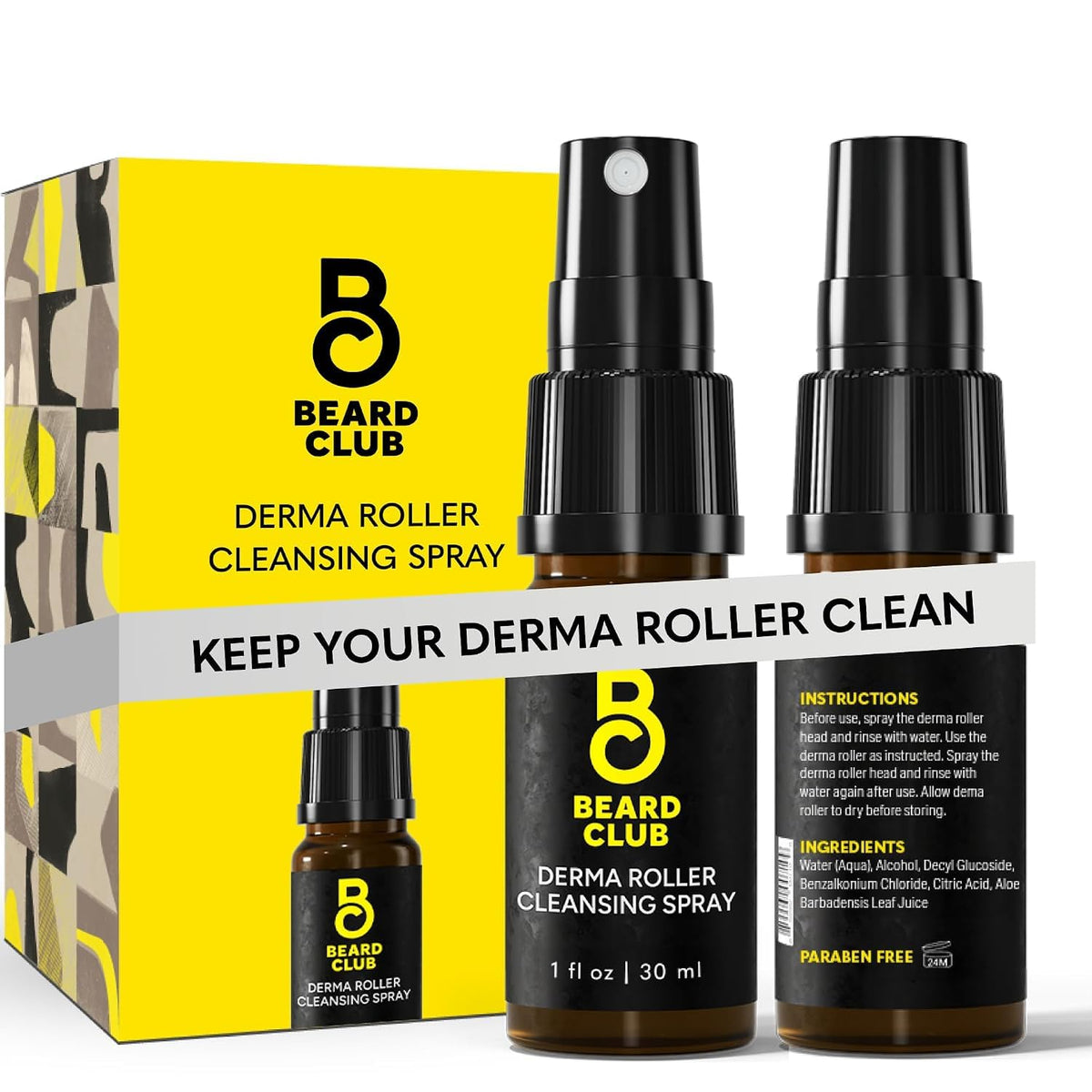The Beard Club Derma Roller Cleansing Spray 1oz front view