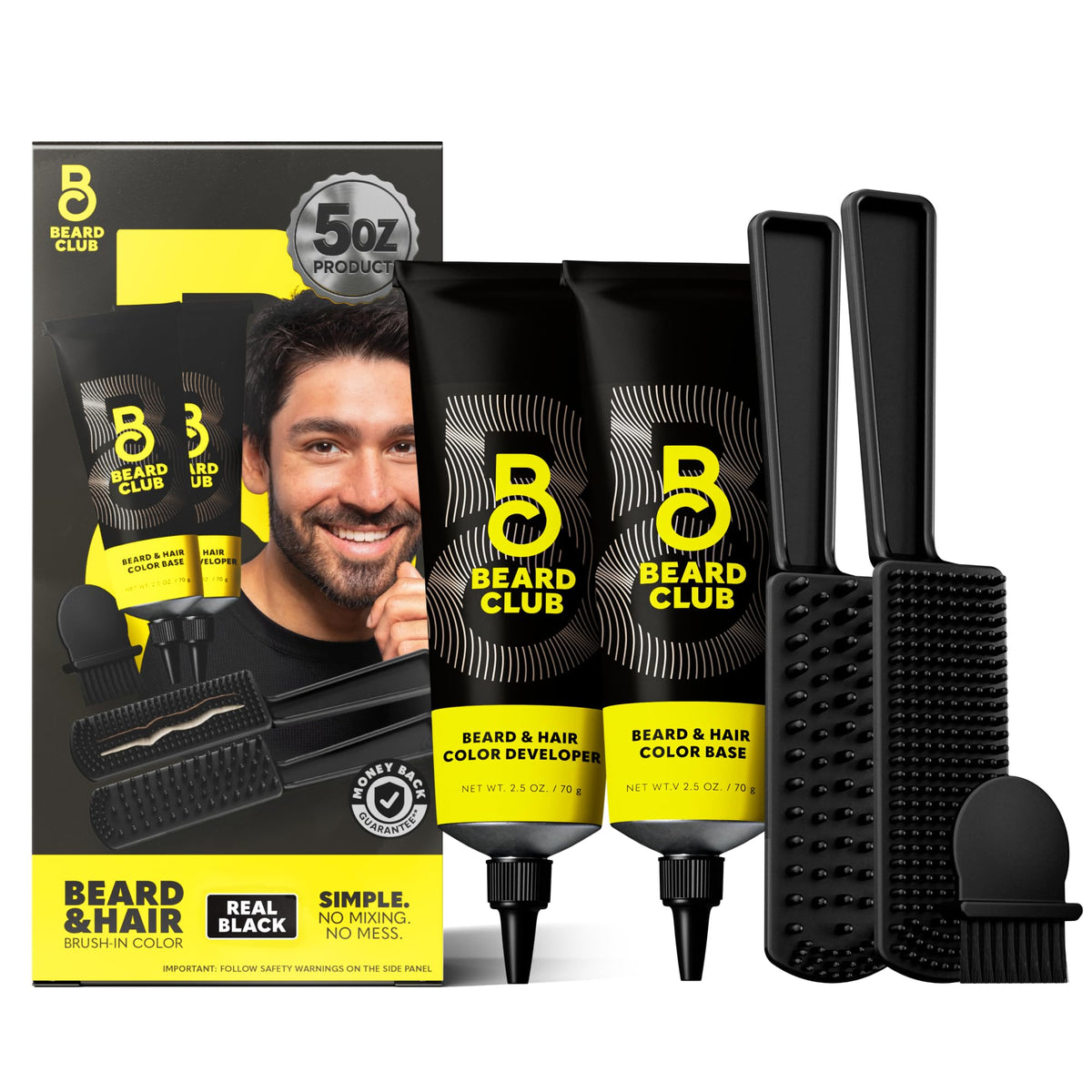 The Beard Club Permanent Hair & Beard Dye Real Black front view
