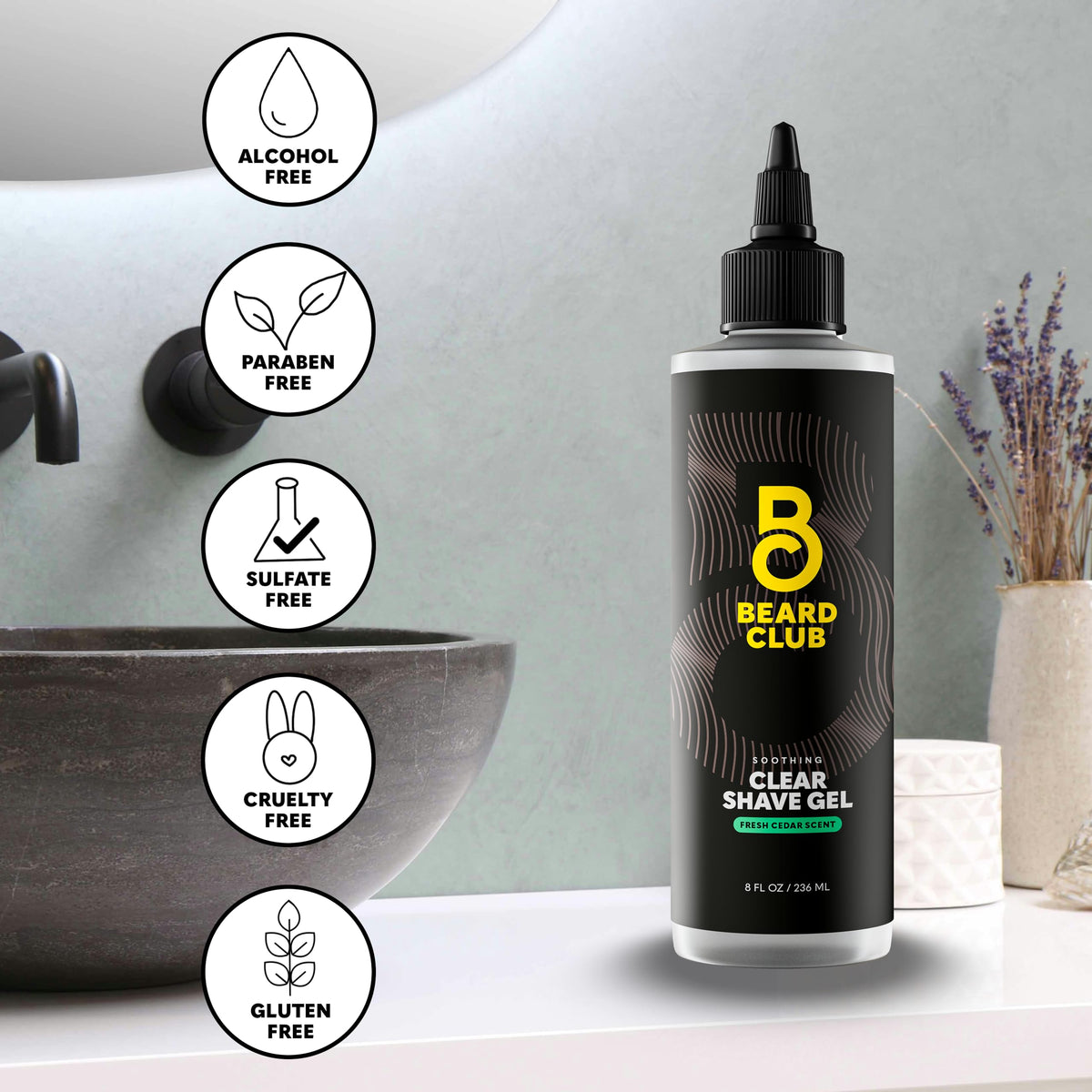 The Beard Club shaving gel with grooming tools
